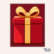 Clean artwork of A Thoughtful Gift paint by numbers kit featuring minimalist wrapped present design by Tinta Canvas