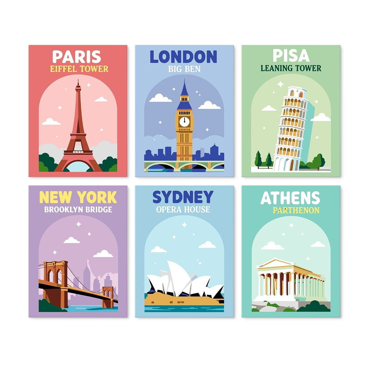 Around the World - Mini Paint by Numbers (6 Pieces) paint by numbers kit