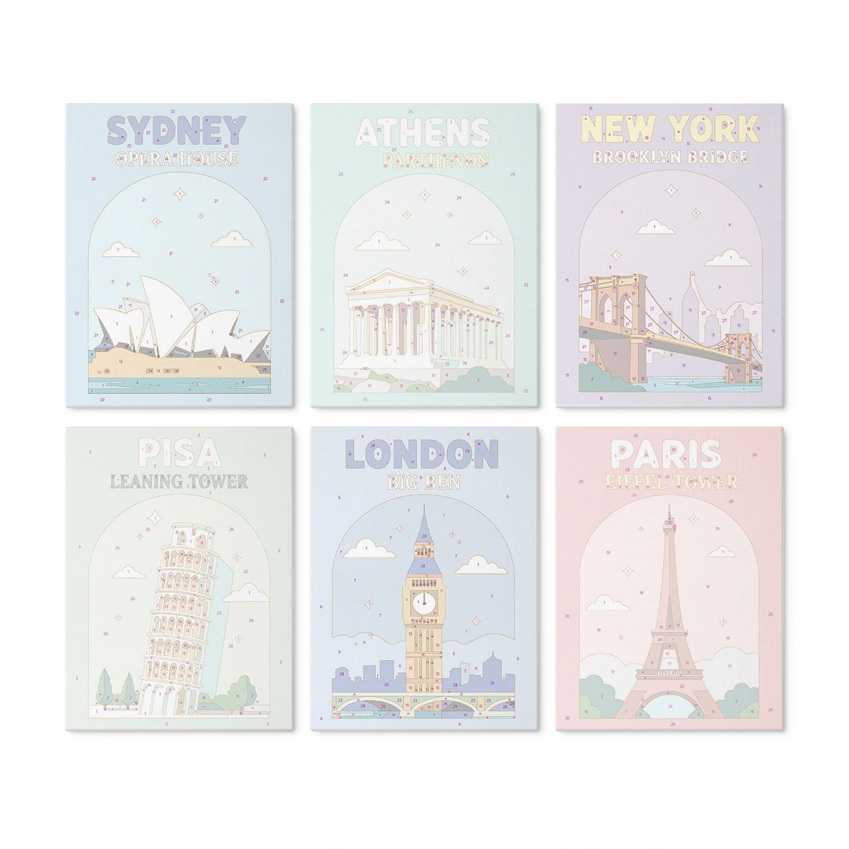 Around the World - Mini Paint by Numbers (6 Pieces) paint by numbers kit