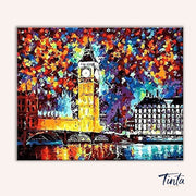 Clean artwork of Big Ben London paint by numbers kit showing bold skyline detail by Tinta Canvas