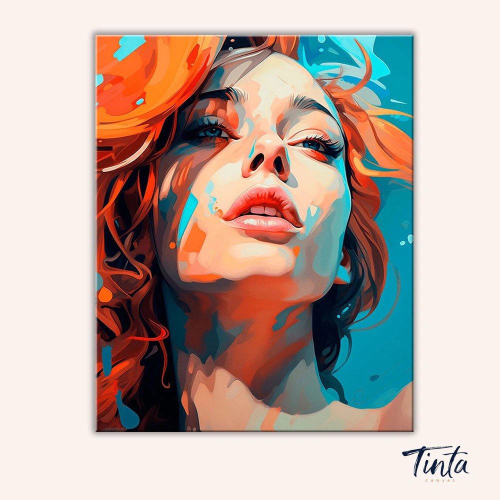 Clean artwork of Blooming Star paint by numbers kit featuring modern portrait with vibrant colors and detail