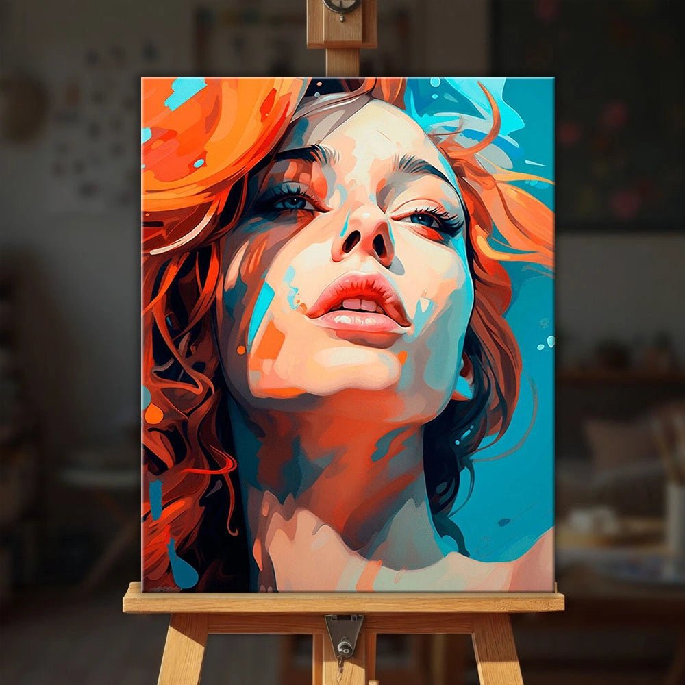 Blooming Star paint by numbers kit displayed on easel with artistic portrait and contemporary style