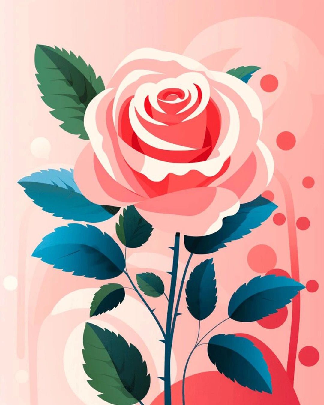 Raw landscape of Blush Bloom Rose paint by numbers kit showing single rose with soft background by Tinta Canvas

