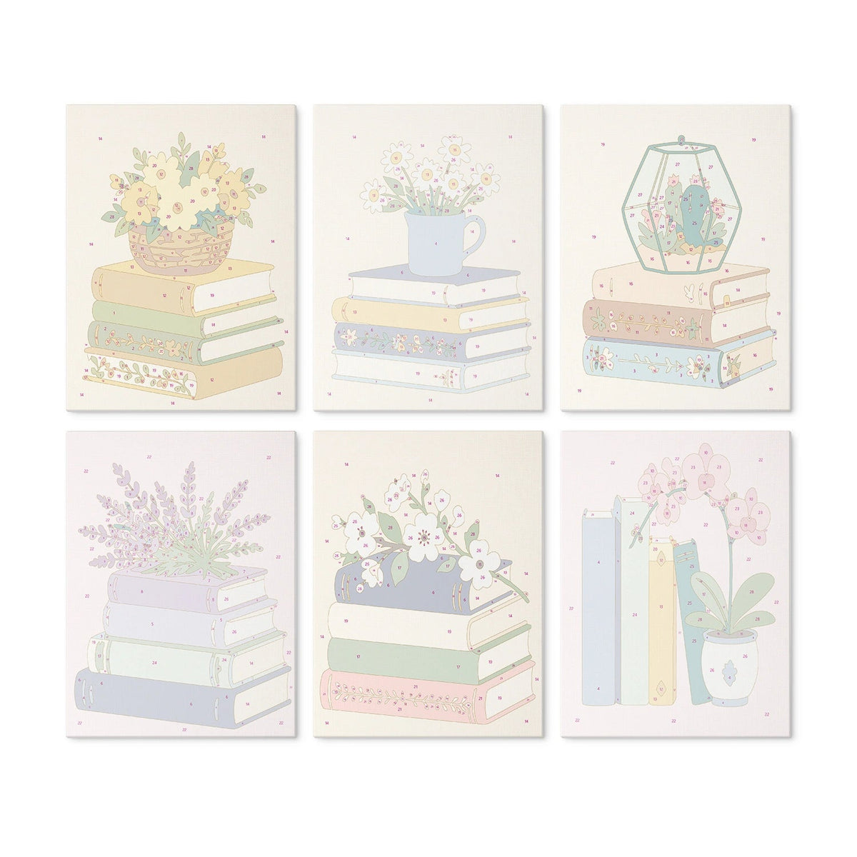 Bookish Garden - Mini Paint by Numbers (6 Pieces) paint by numbers kit