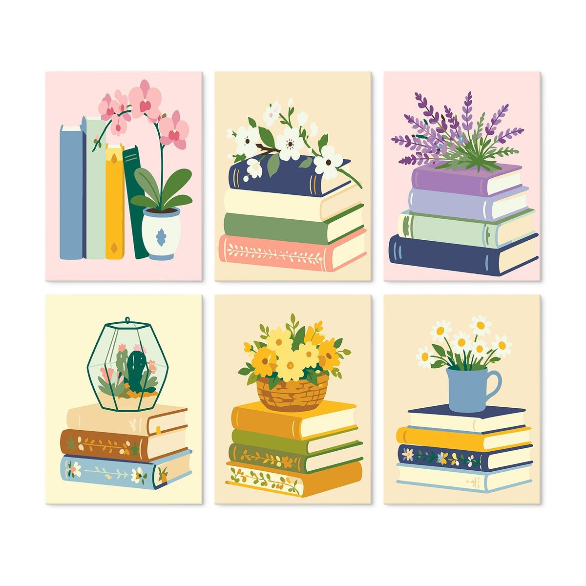 Bookish Garden - Mini Paint by Numbers (6 Pieces) paint by numbers kit