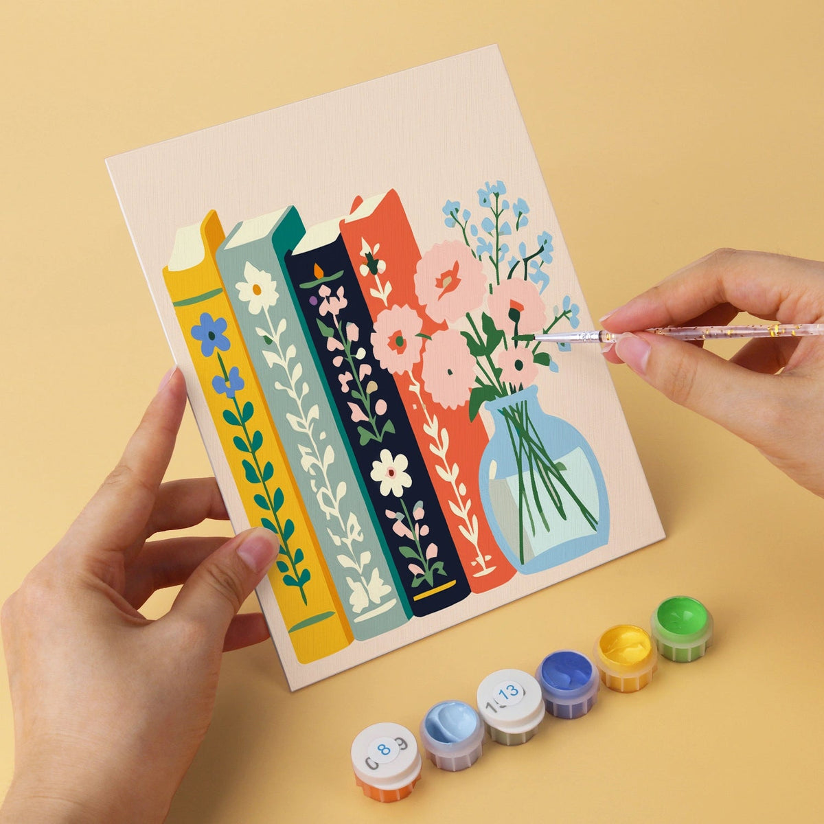 Books & Blooms - Mini Paint by Numbers (6 Pieces) paint by numbers kit