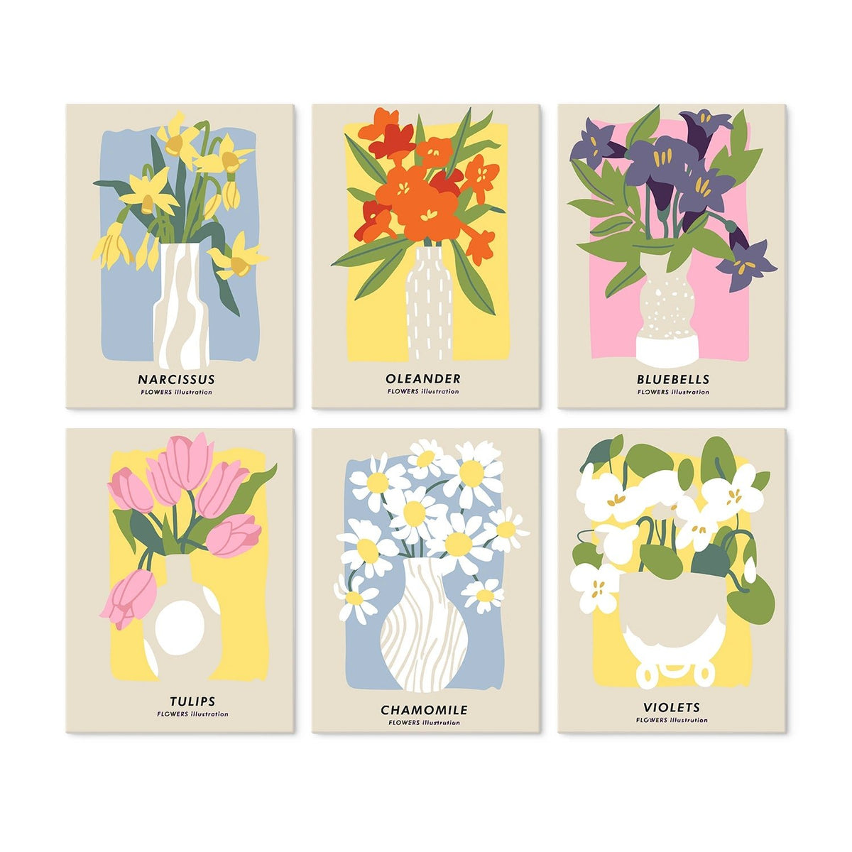 Botanical Bouquets - Mini Paint by Numbers (6 Pieces) paint by numbers kit