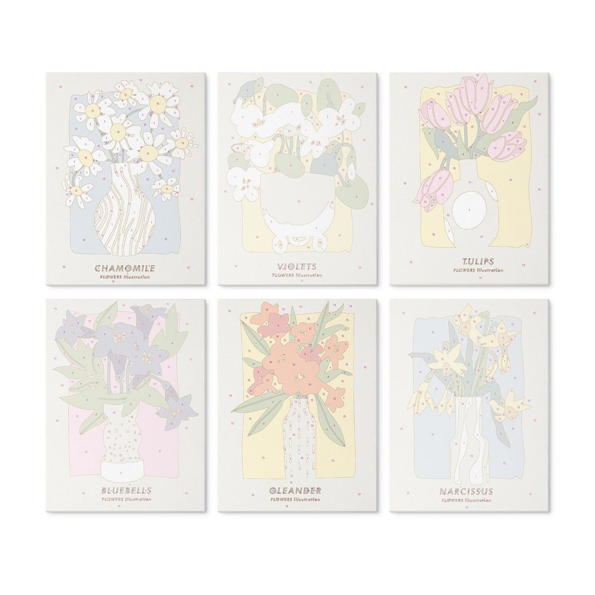 Botanical Bouquets - Mini Paint by Numbers (6 Pieces) paint by numbers kit