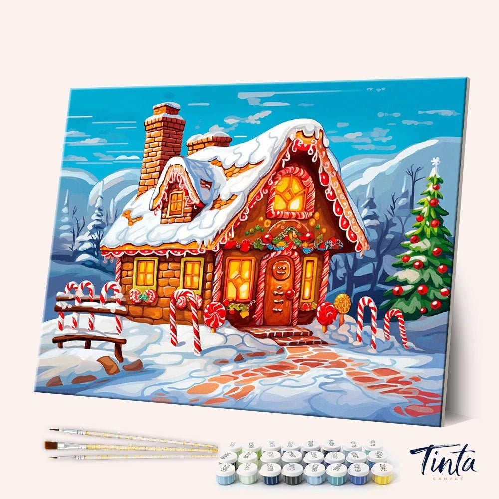 Candy Cane Cottage paint by numbers kit