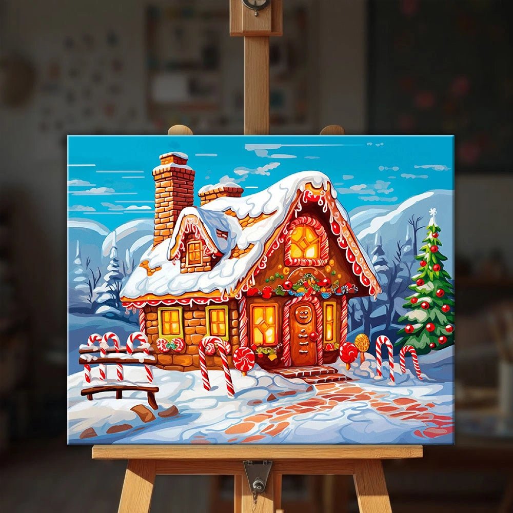Candy Cane Cottage paint by numbers kit