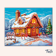 Candy Cane Cottage paint by numbers kit