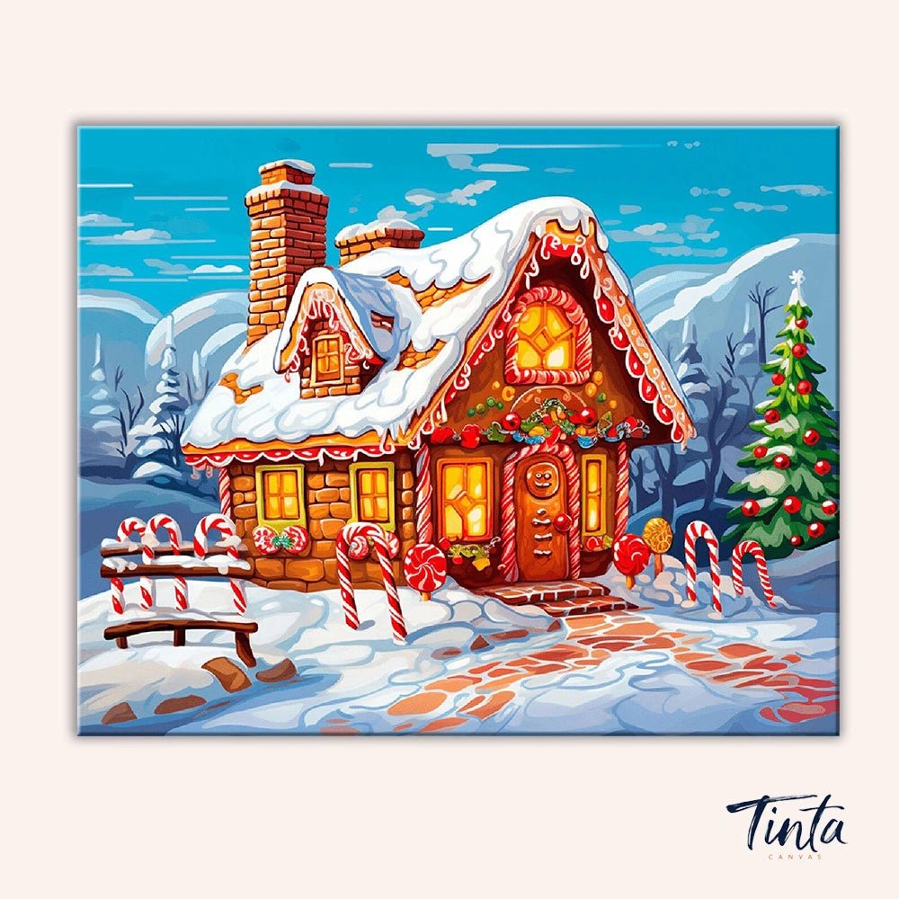 Candy Cane Cottage paint by numbers kit