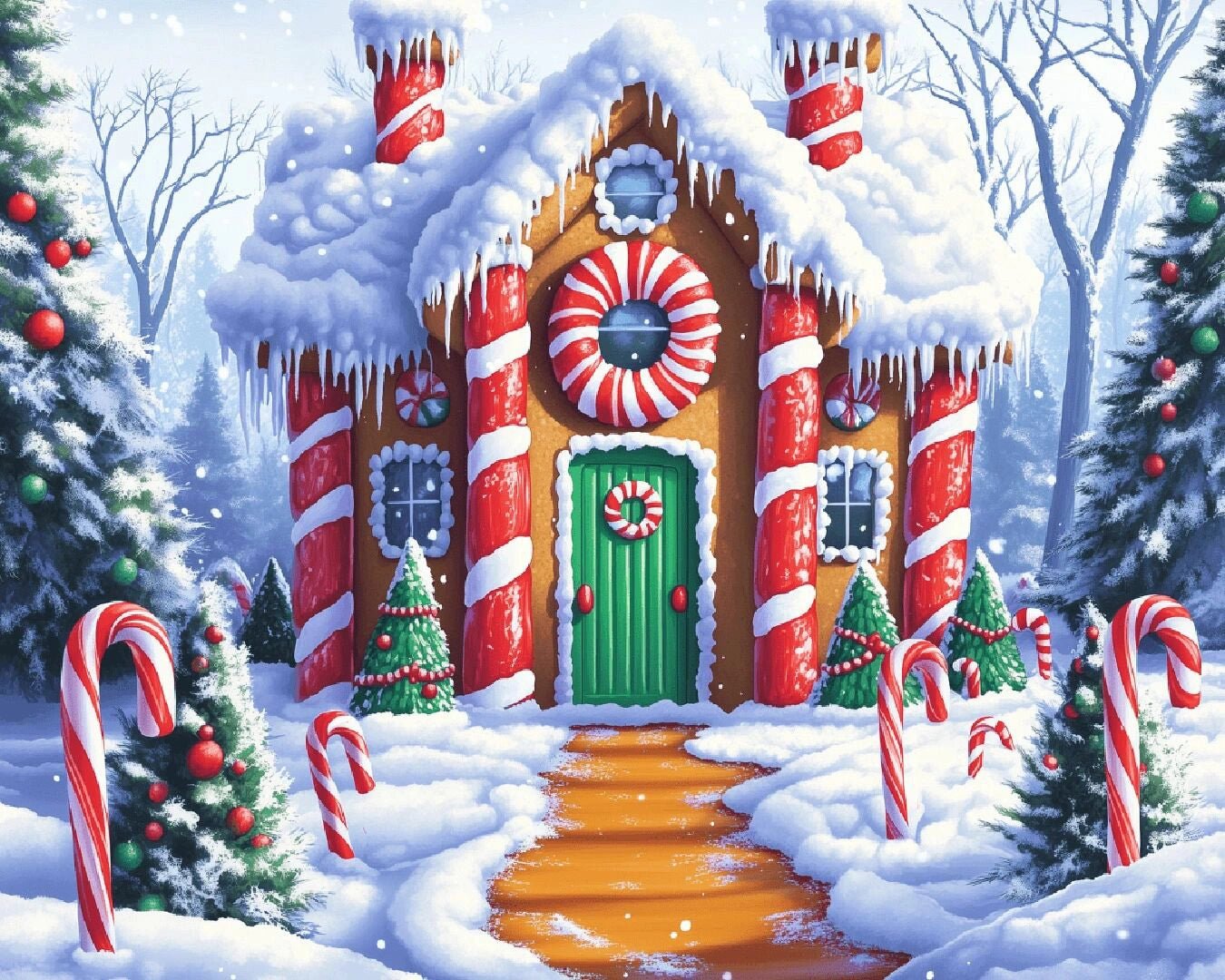 Candy Cane House paint by numbers kit