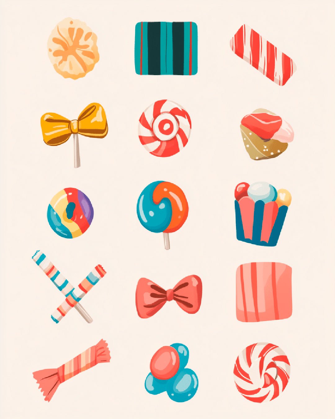 Candy Daydream paint by numbers kit featuring colorful candy, lollipops, and sweet treats in a playful layout