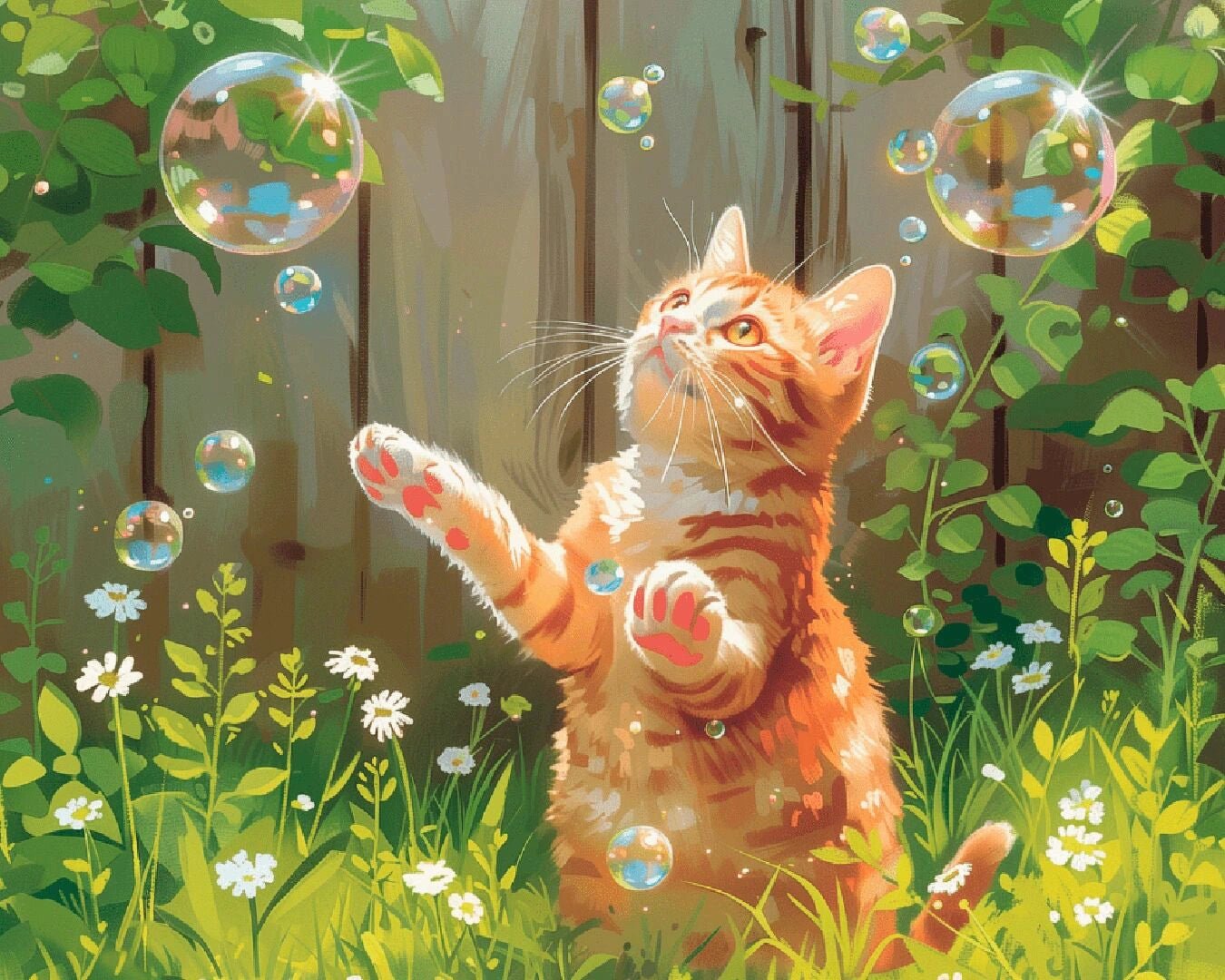 Cat & Bubbles paint by numbers kit