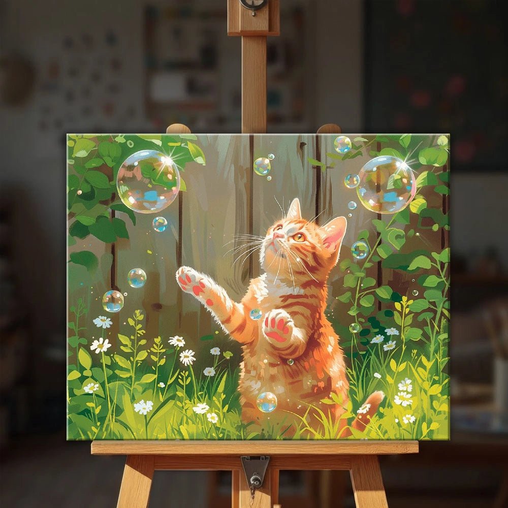 Cat & Bubbles paint by numbers kit