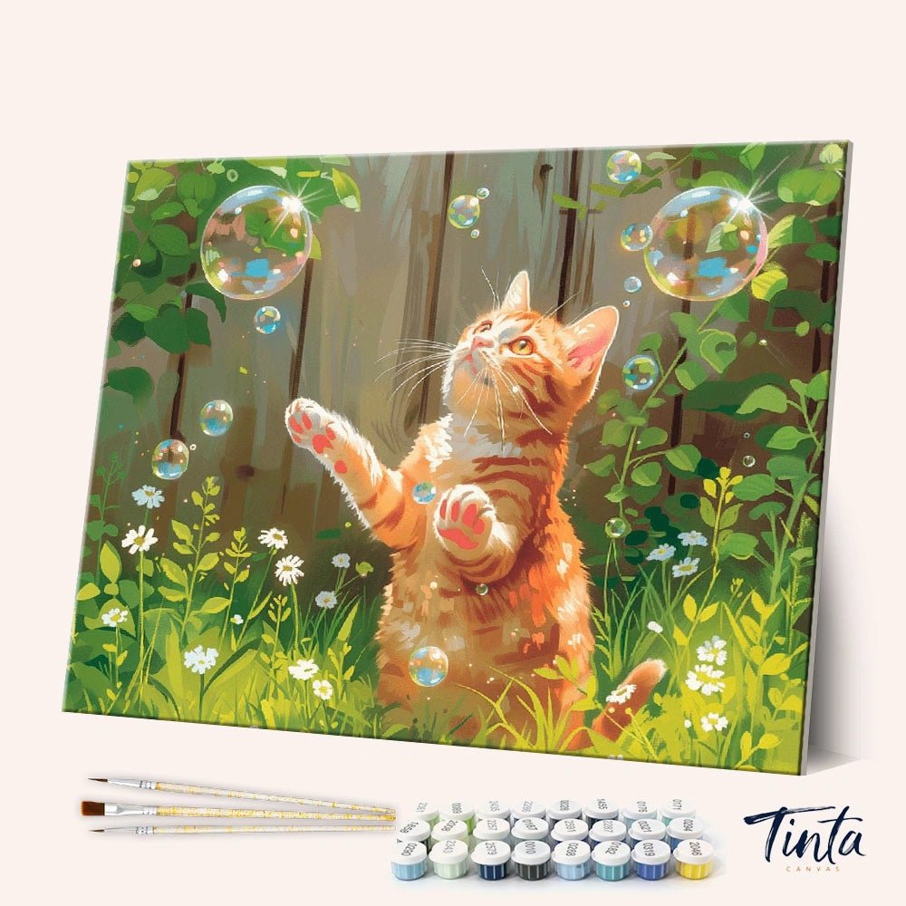 Cat & Bubbles paint by numbers kit