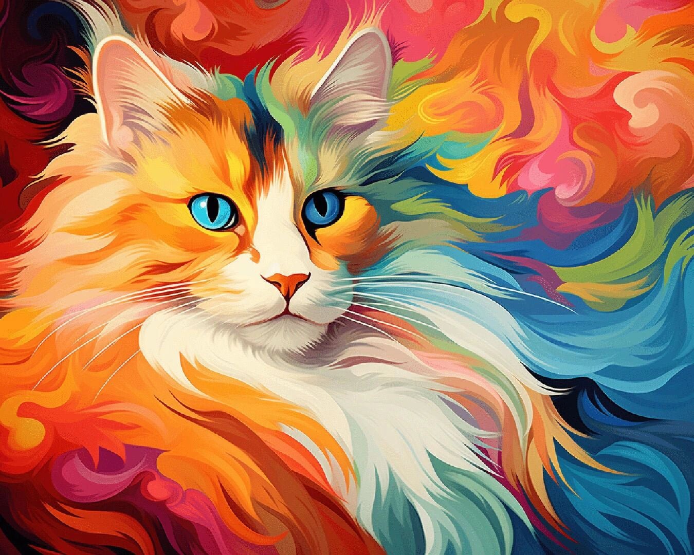 Cat Rainbow paint by numbers kit
