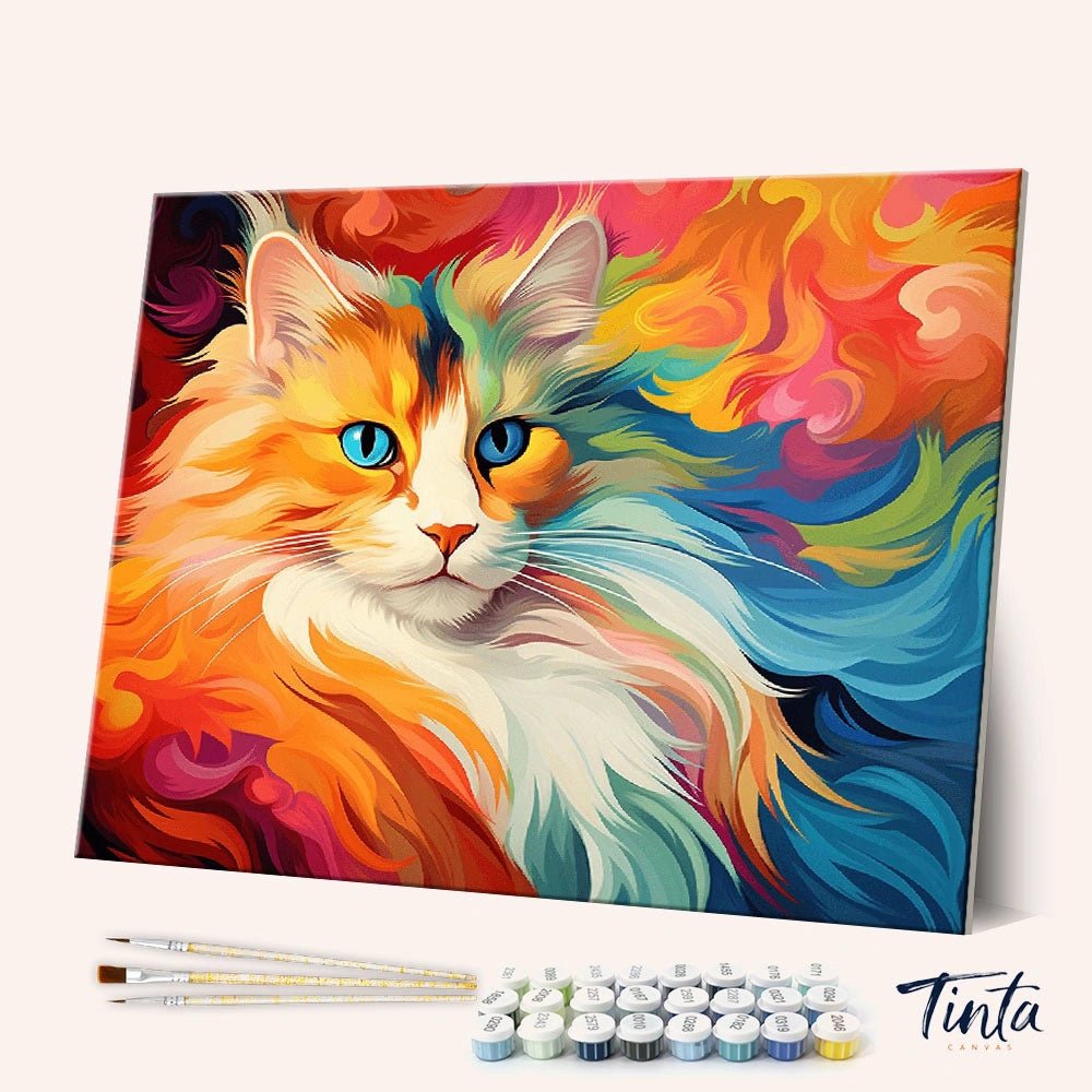 Cat Rainbow paint by numbers kit