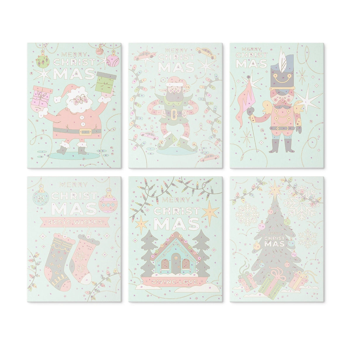 Christmas Cheer - Mini Paint by Numbers (6 Pieces) paint by numbers kit