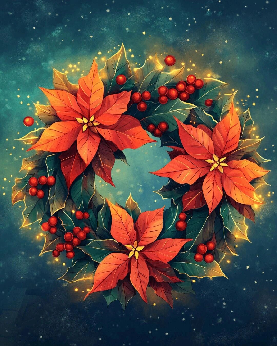 Christmas Wreath Glow paint by numbers kit