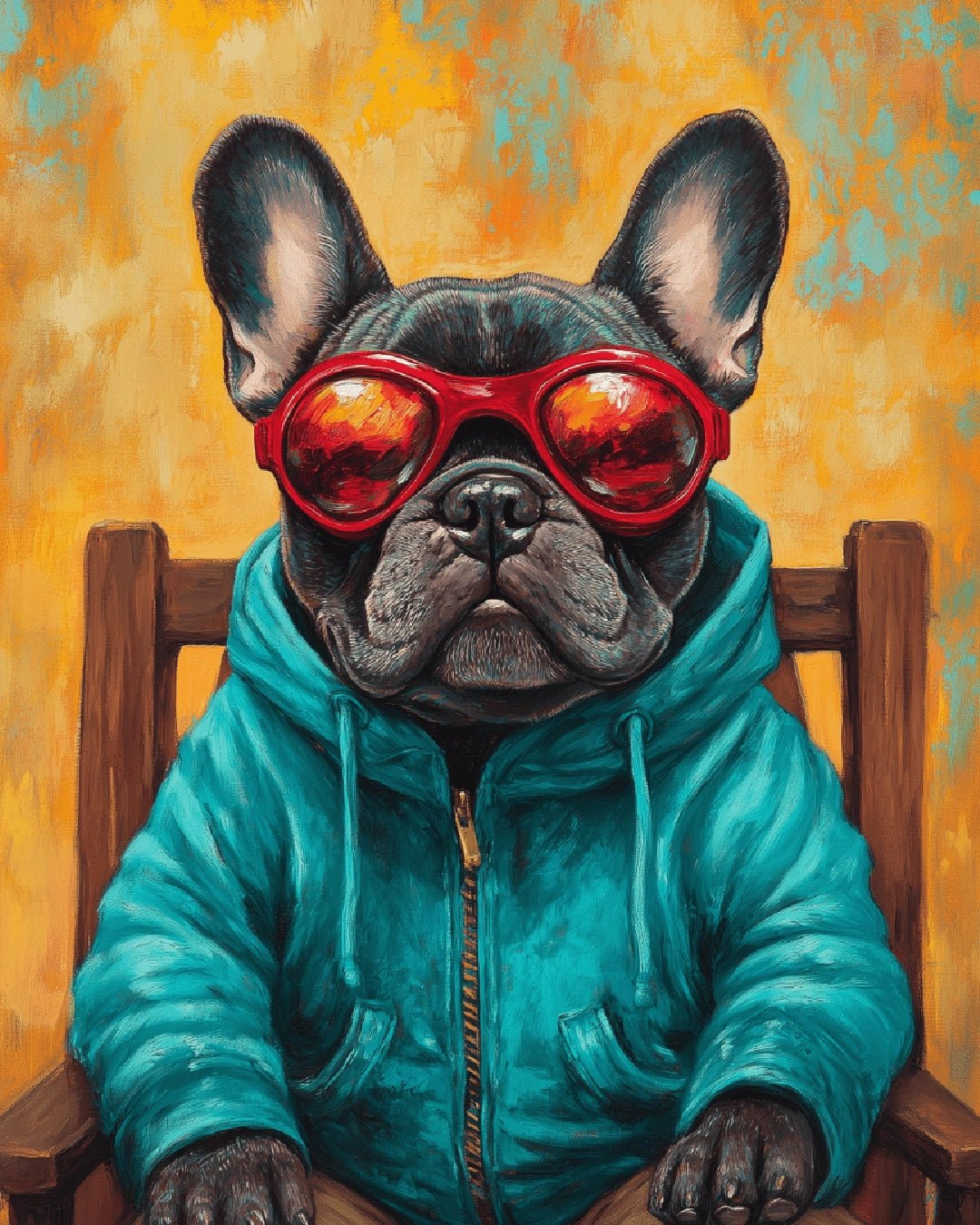 Animal paint by numbers kit canvas painting featuring a playful French bulldog portrait in modern style