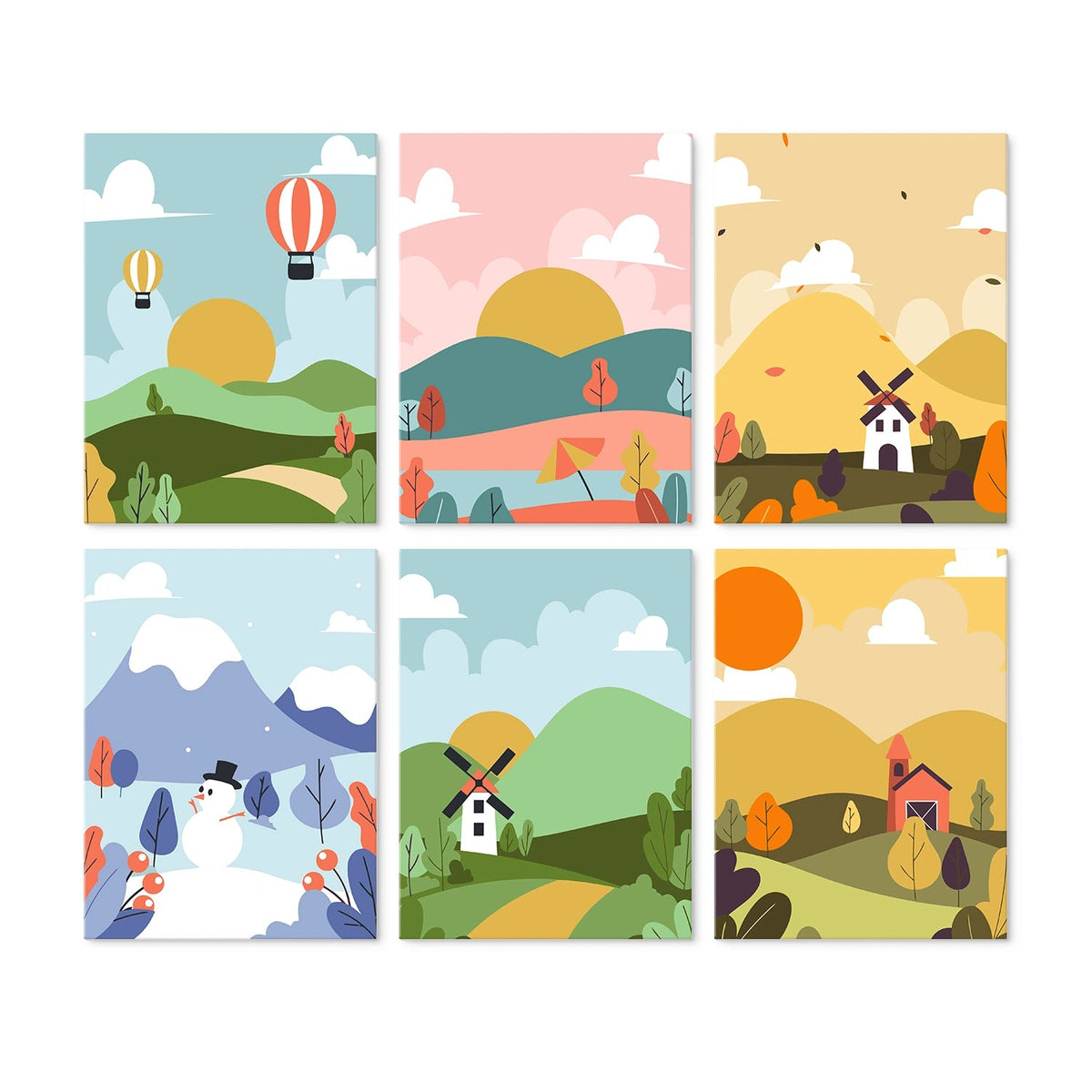 Countryside Seasons - Mini Paint by Numbers (6 Pieces) paint by numbers kit