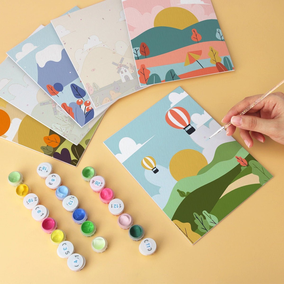 Countryside Seasons - Mini Paint by Numbers (6 Pieces) paint by numbers kit