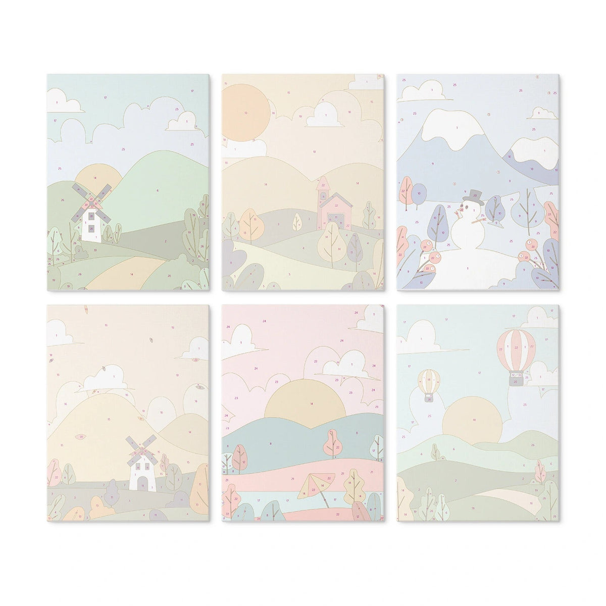 Countryside Seasons - Mini Paint by Numbers (6 Pieces) paint by numbers kit