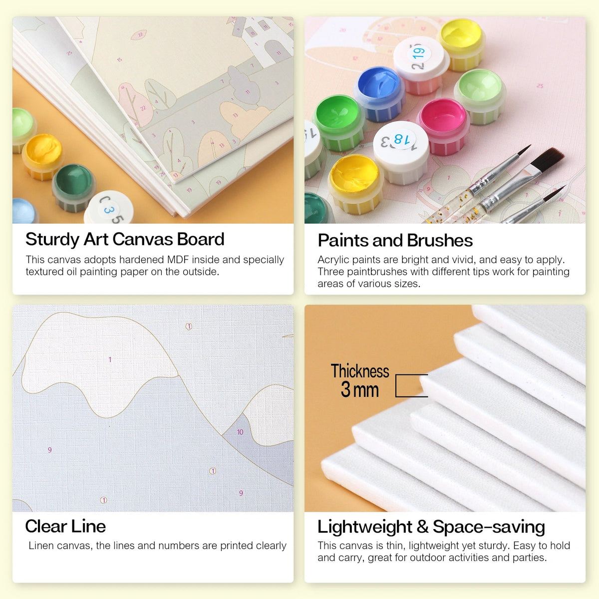 Countryside Seasons - Mini Paint by Numbers (6 Pieces) paint by numbers kit