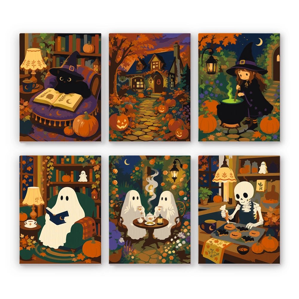 Cozy Witching Hours - Mini Paint by Numbers (6 Pieces) paint by numbers kit
