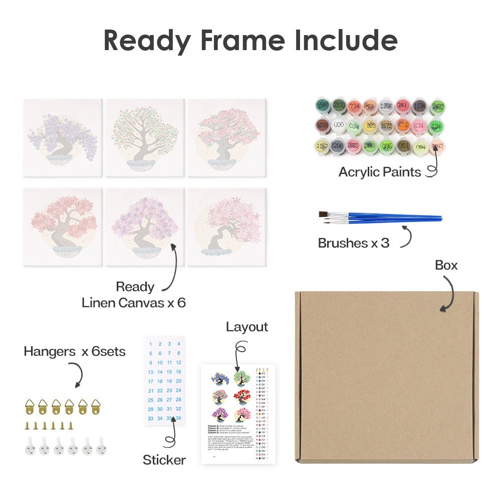 Seasons of Serenity Tree - Mini Paint by Numbers Kit (6 Pieces)