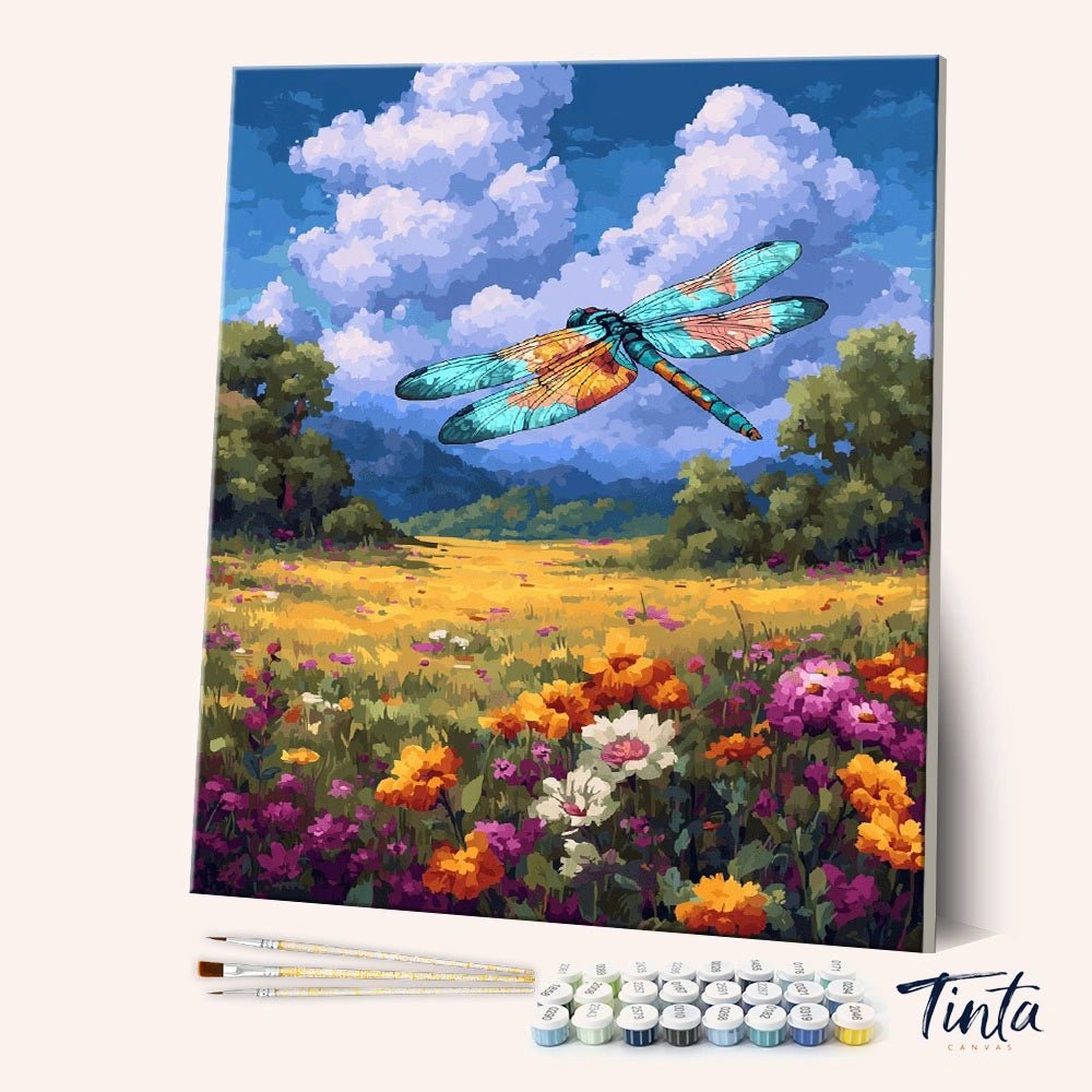 Dragonfly Flower Field paint by numbers kit