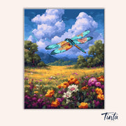 Dragonfly Flower Field paint by numbers kit