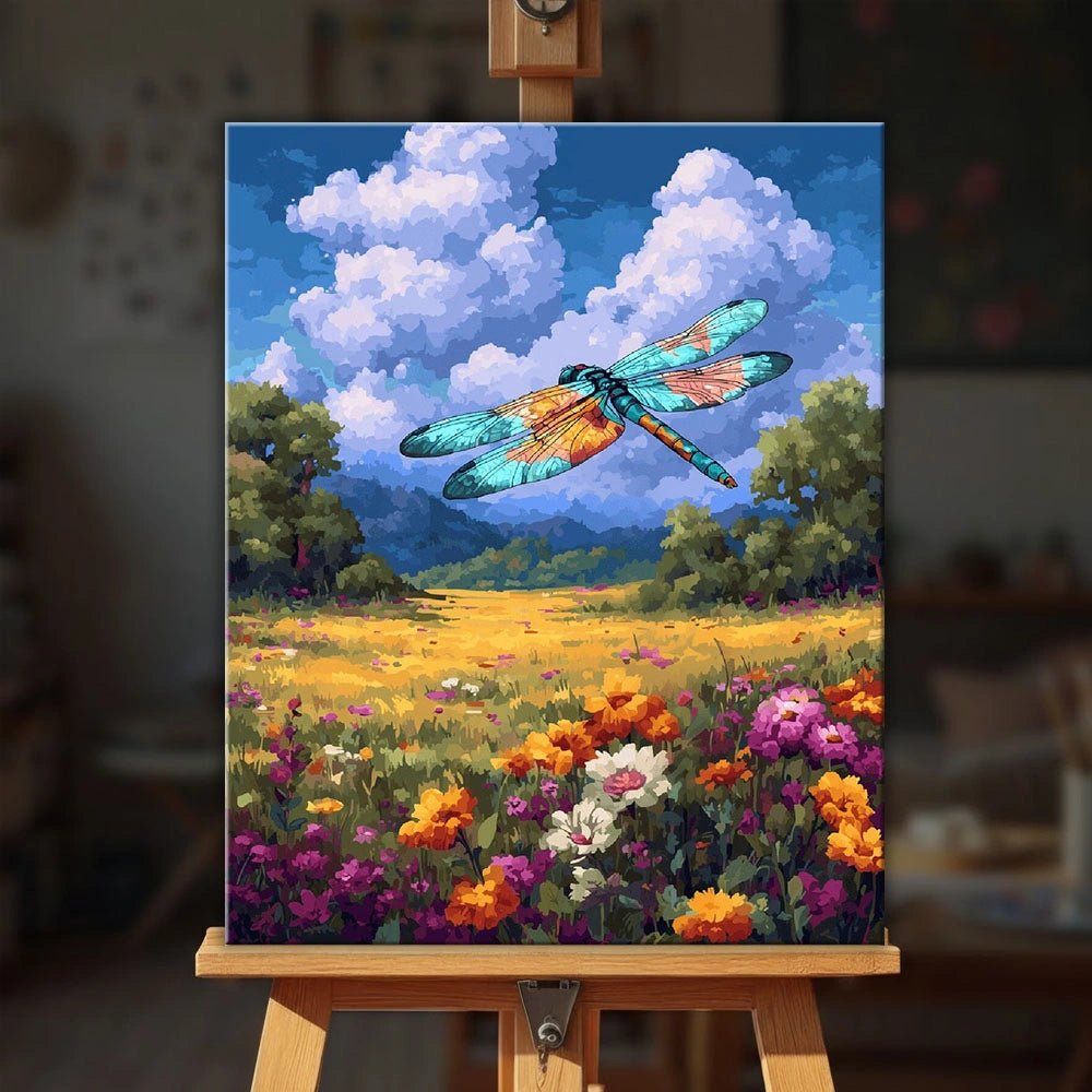 Dragonfly Flower Field paint by numbers kit