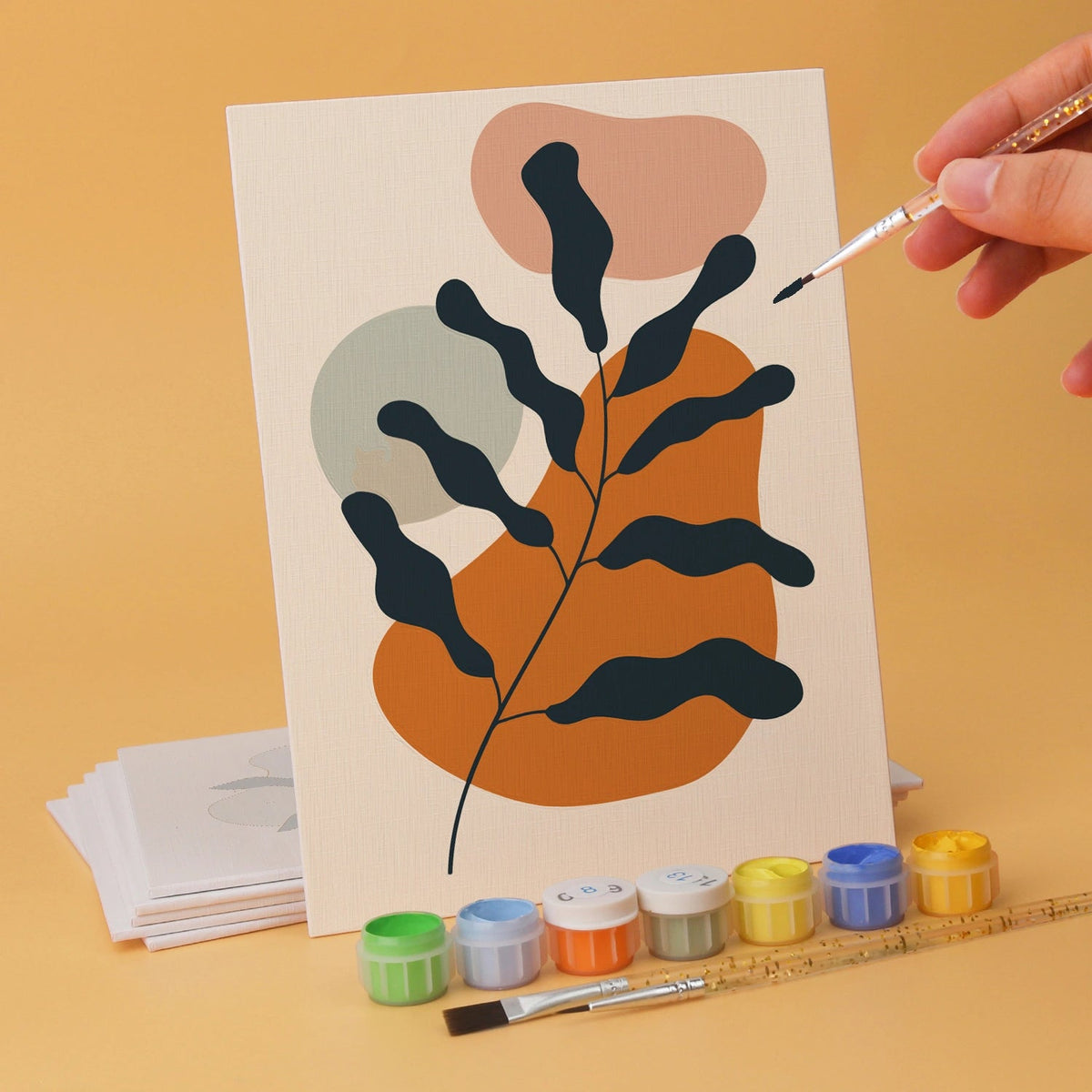Earthy Botanicals - Mini Paint by Numbers (6 Pieces) paint by numbers kit