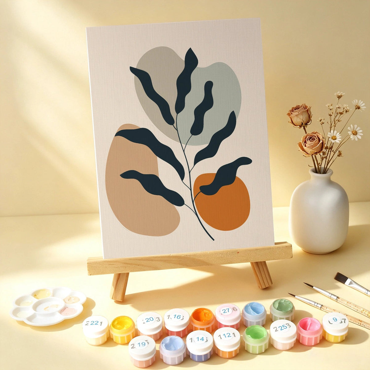 Earthy Botanicals - Mini Paint by Numbers (6 Pieces) paint by numbers kit