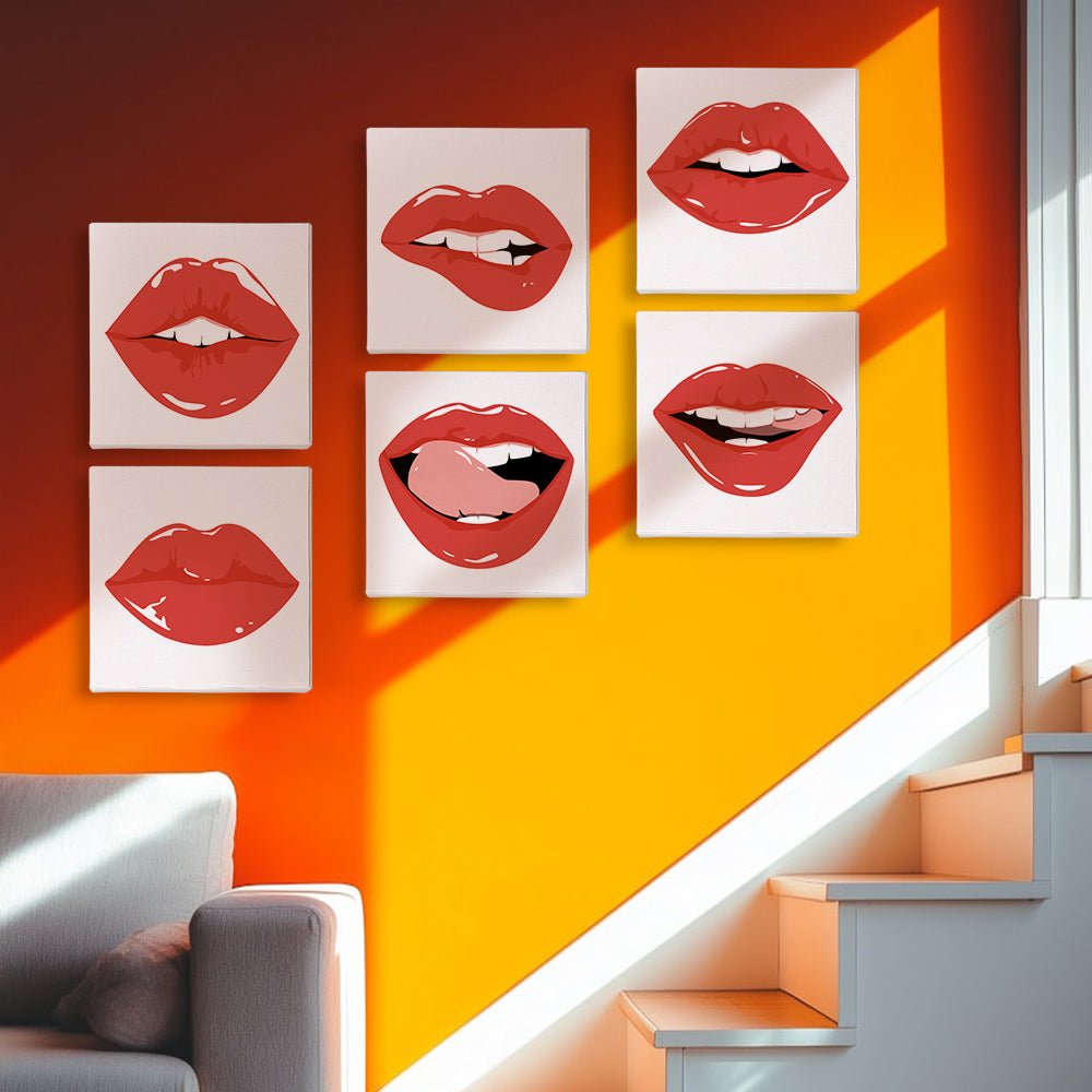 Bold Red Kiss - Mini Paint by Numbers Kit (6 Pieces) paint by numbers kit