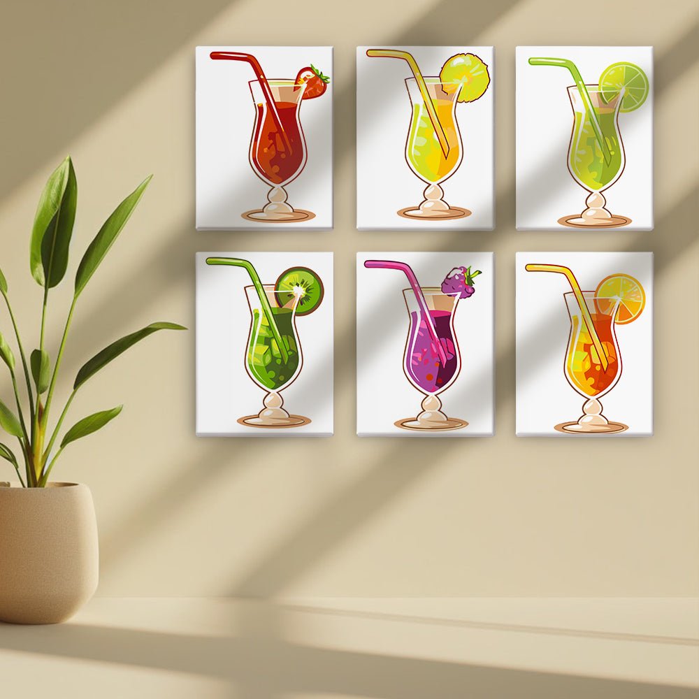 Tropical Cocktail Hour - Mini Paint by Numbers Kit (6 Pieces) paint by numbers kit