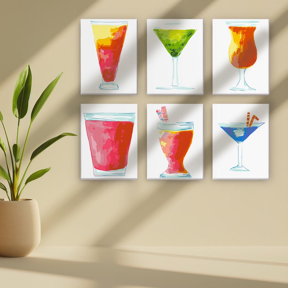 Modern Cocktail Shades - Mini Paint by Numbers Kit (6 Pieces) paint by numbers kit