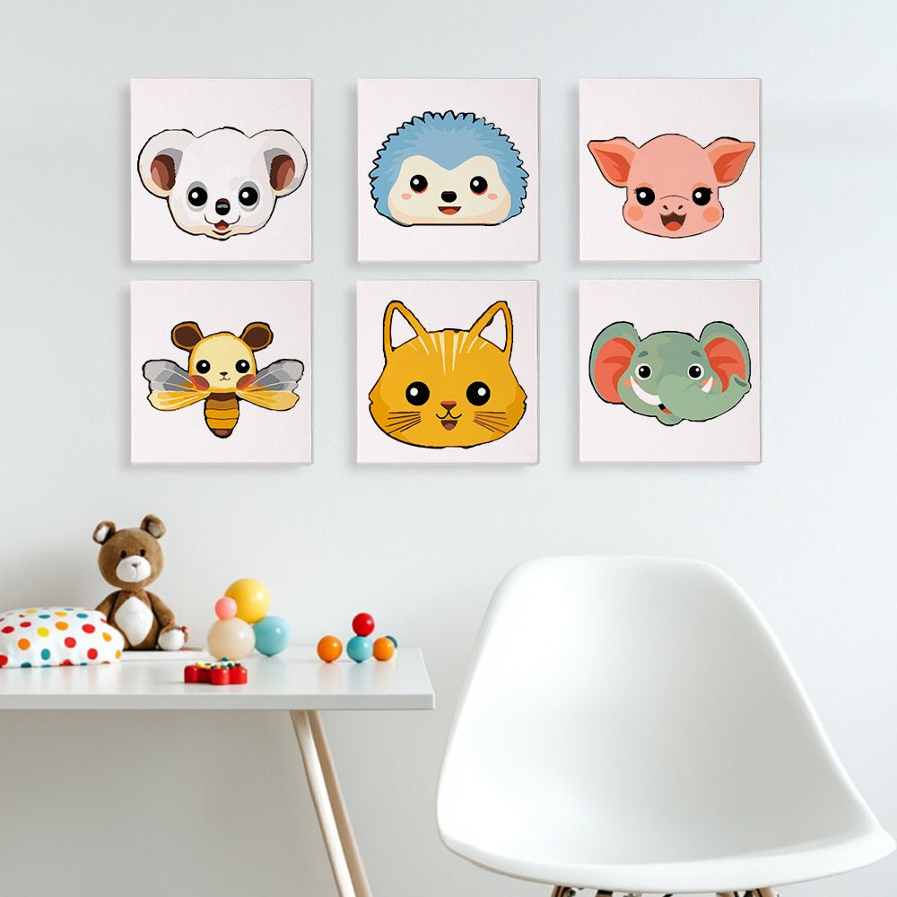 Happy Faces Animal Minis - Mini Paint by Numbers Kit (6 Pieces) paint by numbers kit