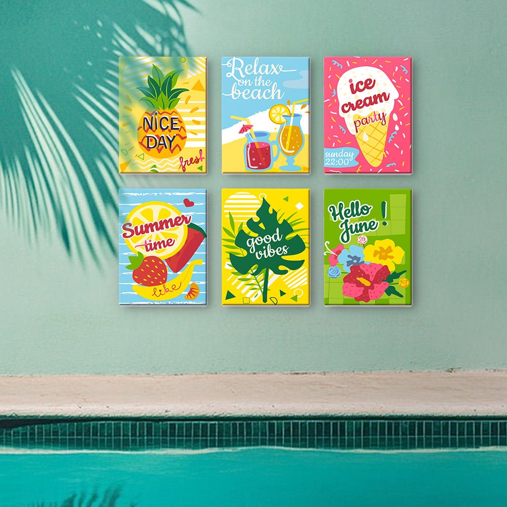 Good Vibes Summer Club - Mini Paint by Numbers Kit (6 Pieces) paint by numbers kit
