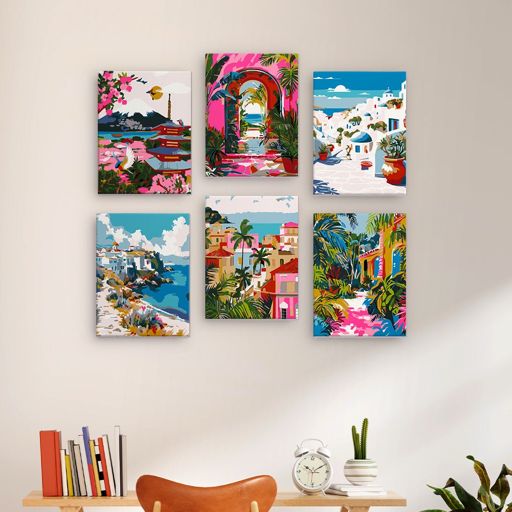 Mediterranean Daydream - Mini Paint by Numbers Kit (6 Pieces) paint by numbers kit