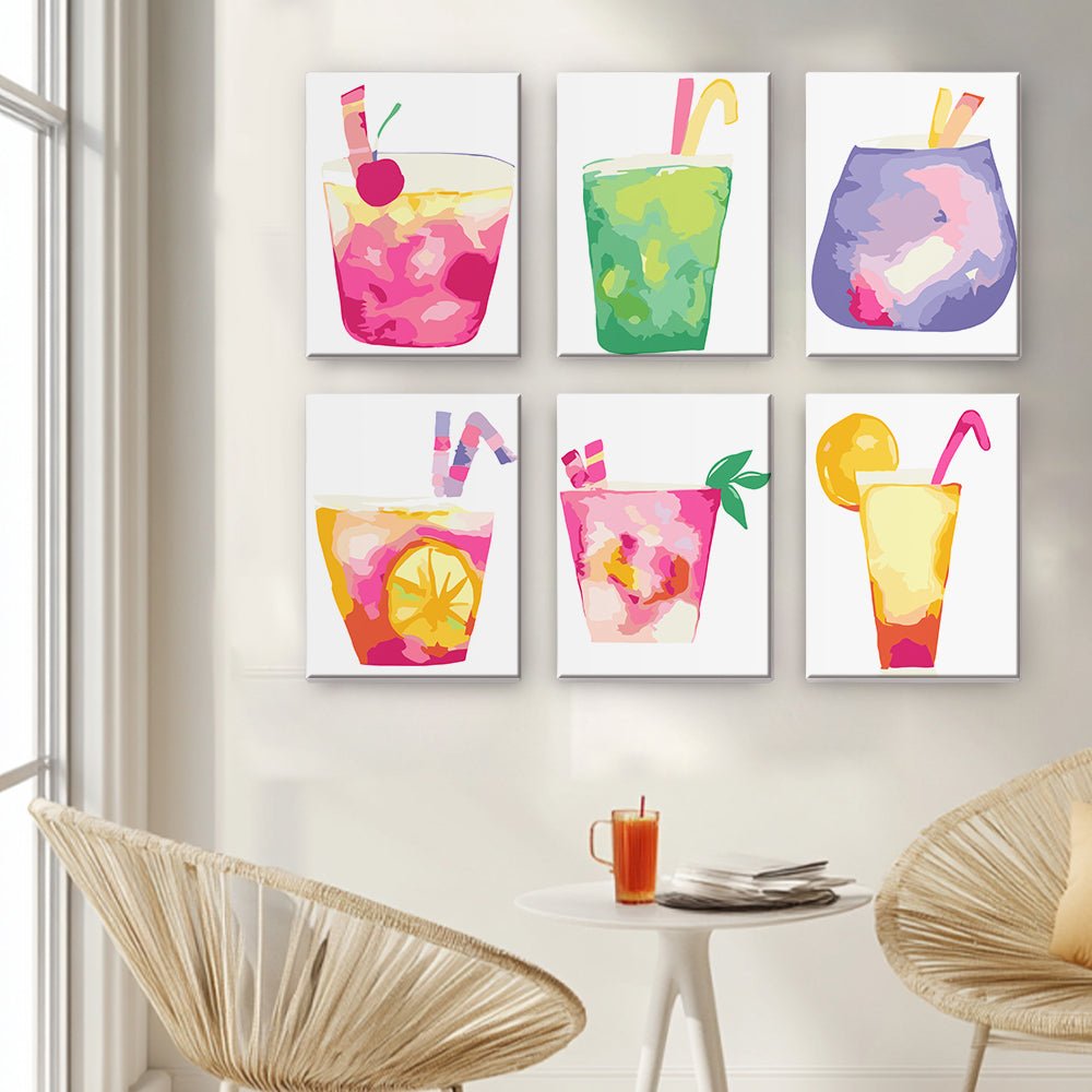 Pastel Drink Dreams - Mini Paint by Numbers Kit (6 Pieces) paint by numbers kit