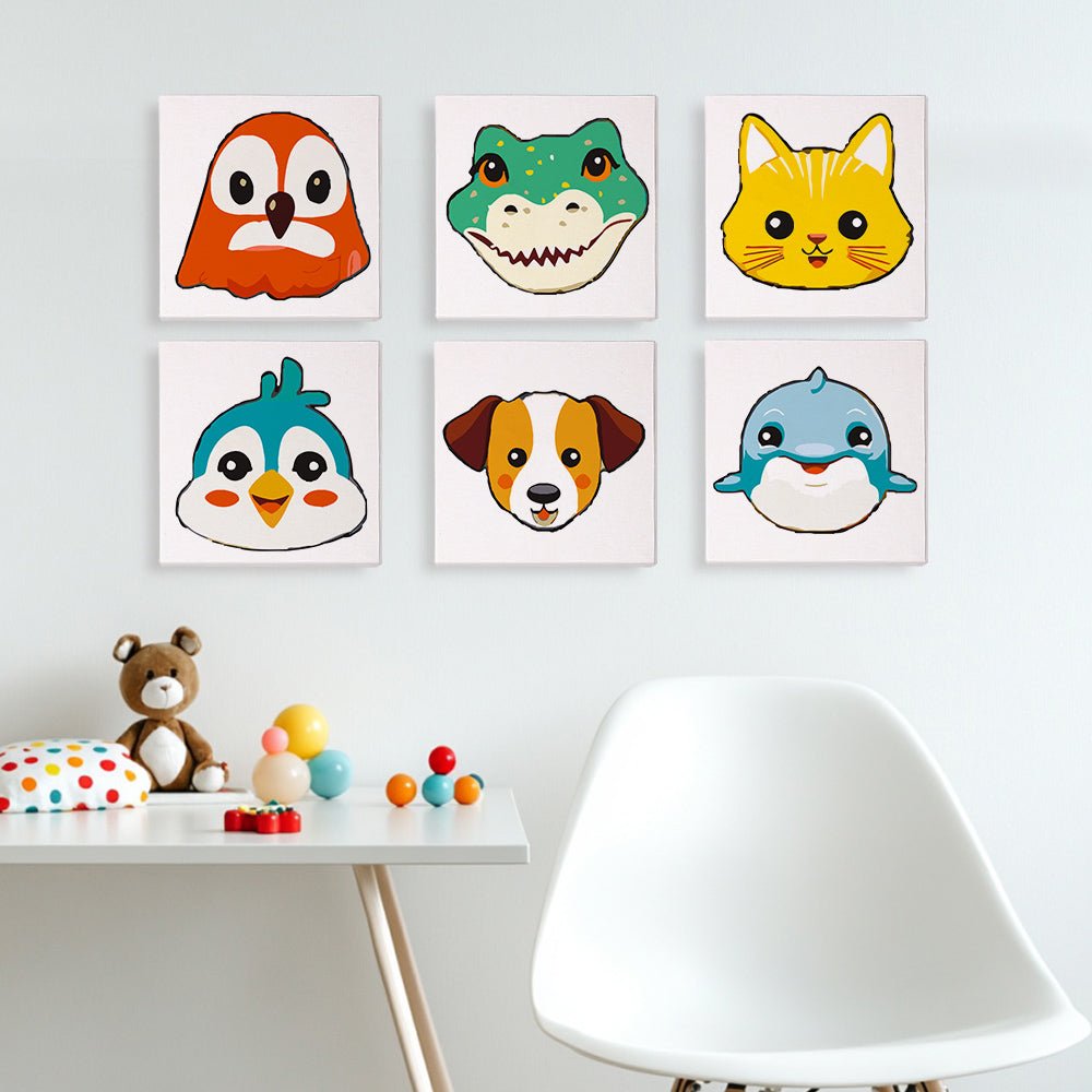 Sweet Animal Faces - Mini Paint by Numbers Kit (6 Pieces) paint by numbers kit