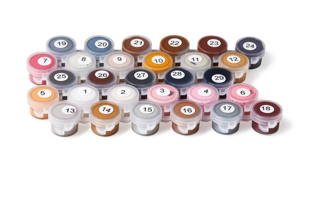 Set of small containers with numbers on a white background