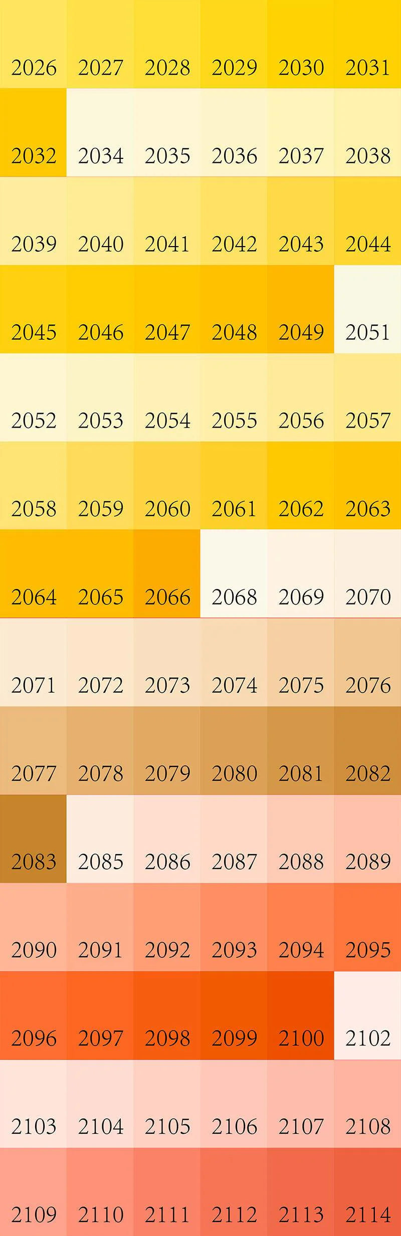 Colorful timeline with years from 2010 to 2030 on a yellow background
