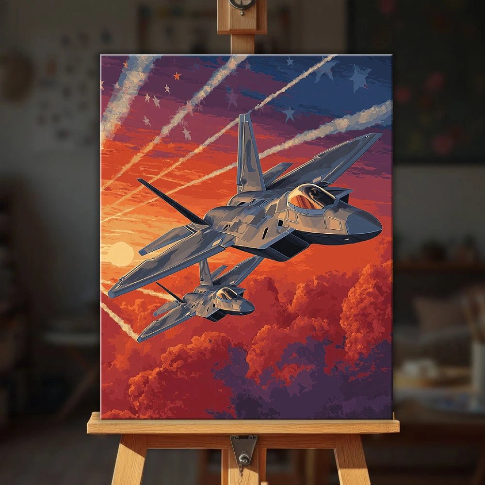 F - 22 Raptors paint by numbers kit
