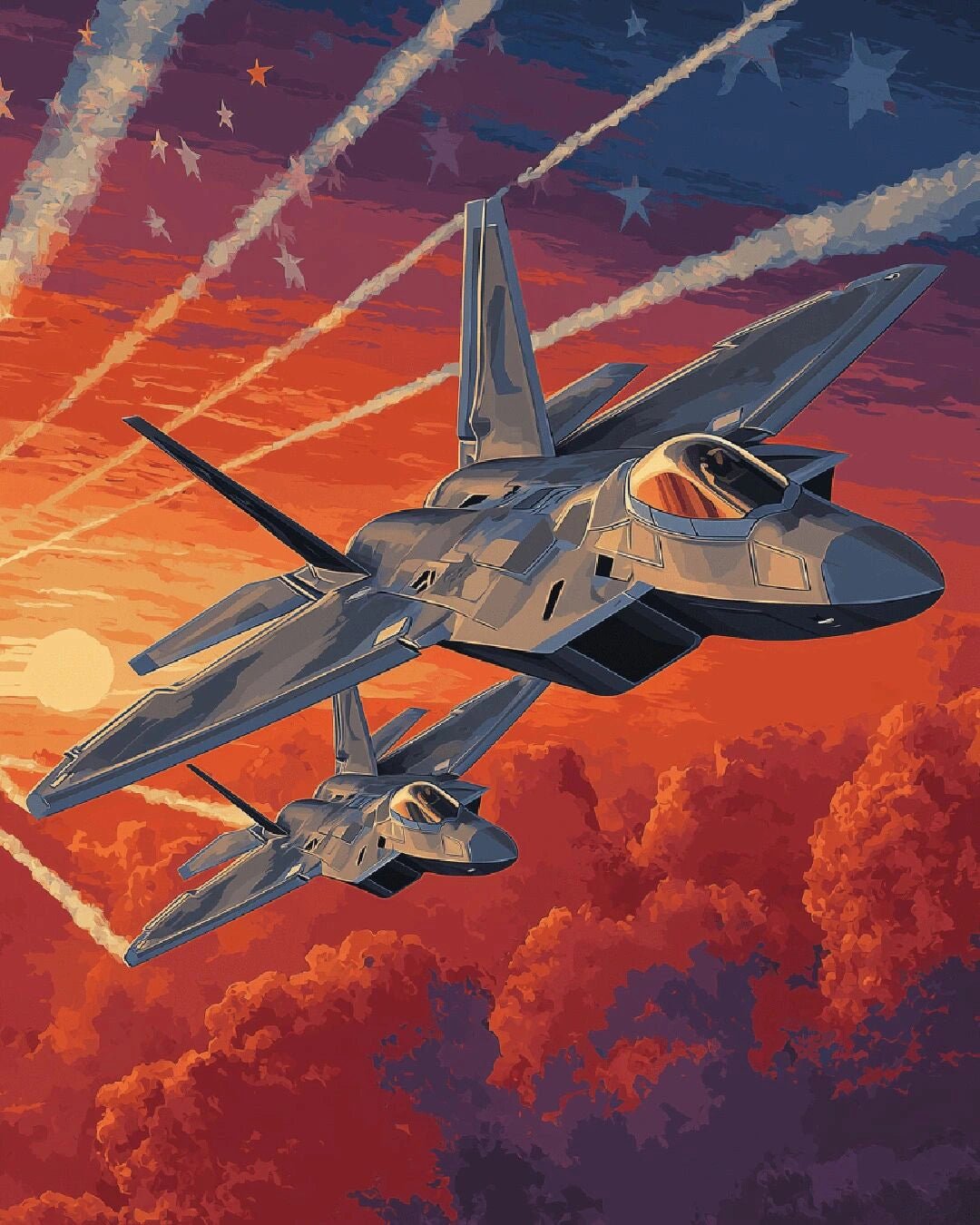 F - 22 Raptors paint by numbers kit