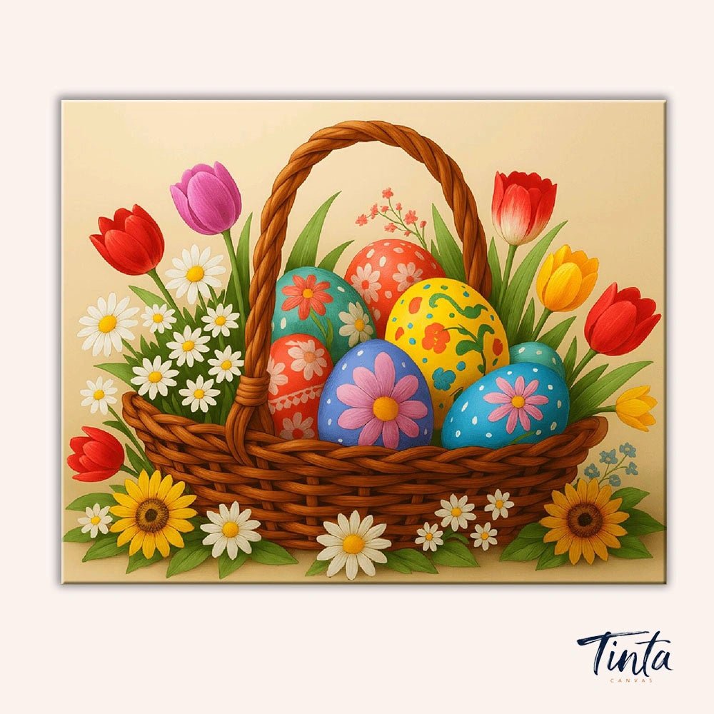 Floral Easter Basket paint by numbers kit